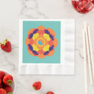 Colourful Lotus Flower Yin & Yang Mandala Napkin