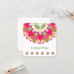 Colourful Lotus Yoga 6 Class Punch Loyalty Card