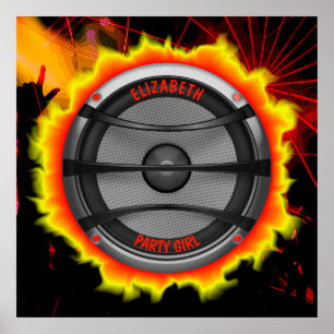 Colourful Loud Music Speaker Dancing Party Poster