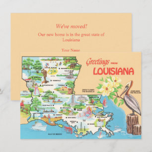 Colourful Louisiana Map Moving Announcement