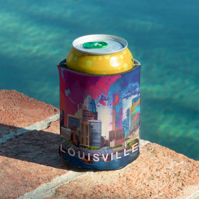 Colourful Louisville Skyline Abstract Art Can Cooler (In Situ Pool)