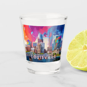 Colourful Louisville Skyline Abstract Art Shot Glass
