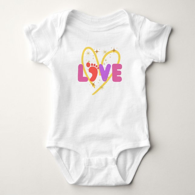 Colourful Love Baby T-Shirt with Heart Baby Bodysuit (Front)