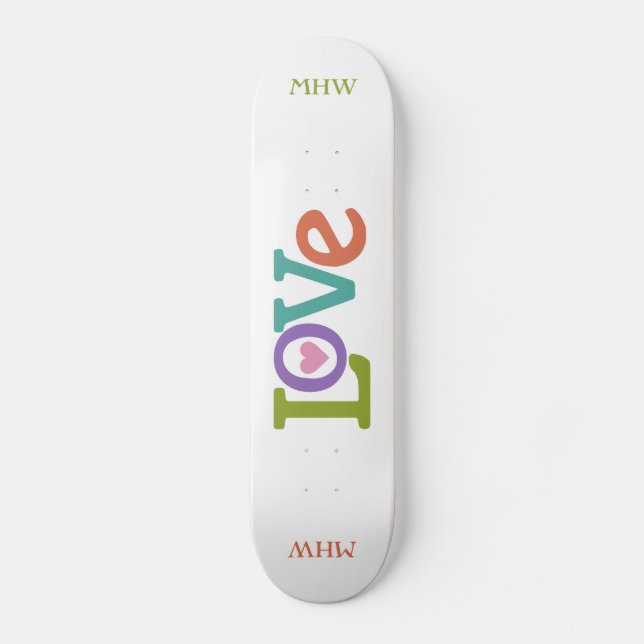 Colourful Love custom monogram skateboards (Front)