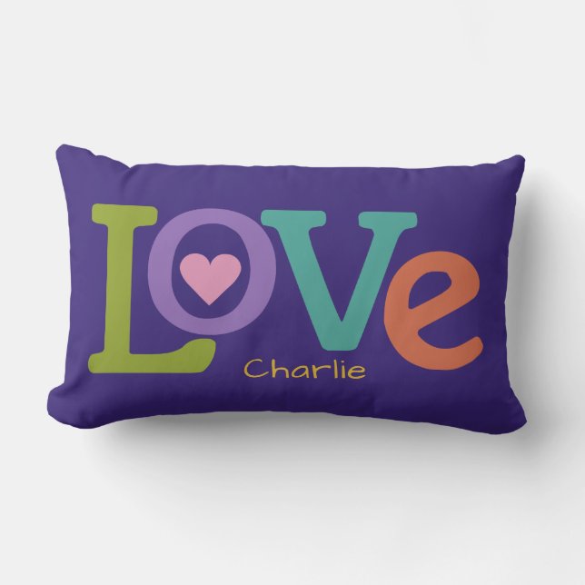 Colourful Love custom name throw pillows (Front)