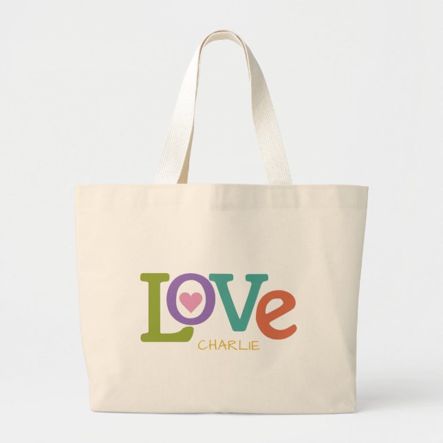Colourful Love custom name tote bags (Front)