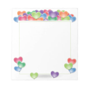 Colourful Love Heart Balloons Frame Notepad