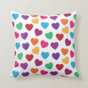 Colourful Love Heart Pattern Valentine's Day Cushion