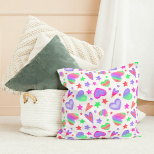 Colourful Love Heart Romantic Girly Pattern Modern Cushion