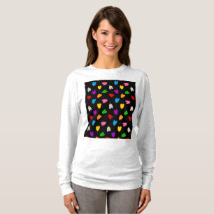Colourful Love Hearts Pattern Design Black T-Shirt