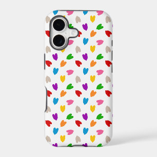 Colourful Love Hearts Pattern Design White