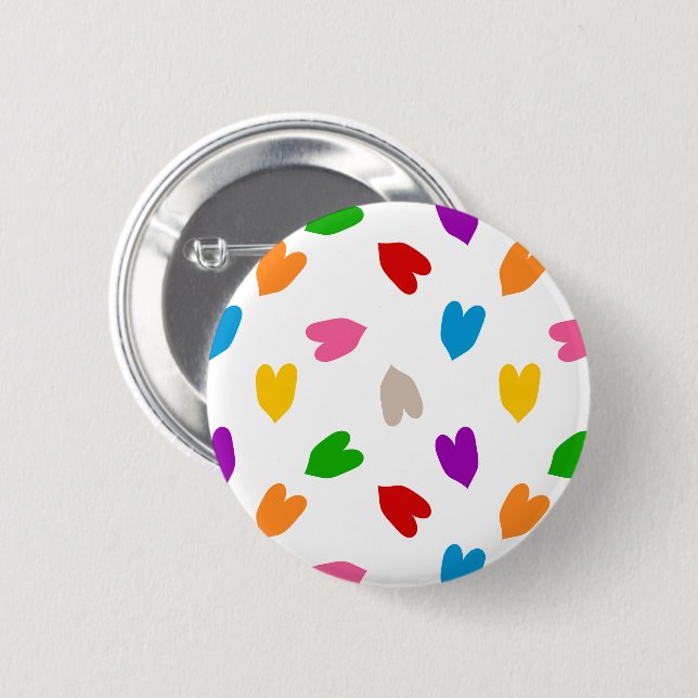 Colourful Love Hearts Pattern Design White  6 Cm Round Badge (Front & Back)