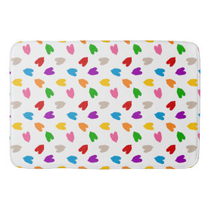 Colourful Love Hearts Pattern Design White  Bath Mat