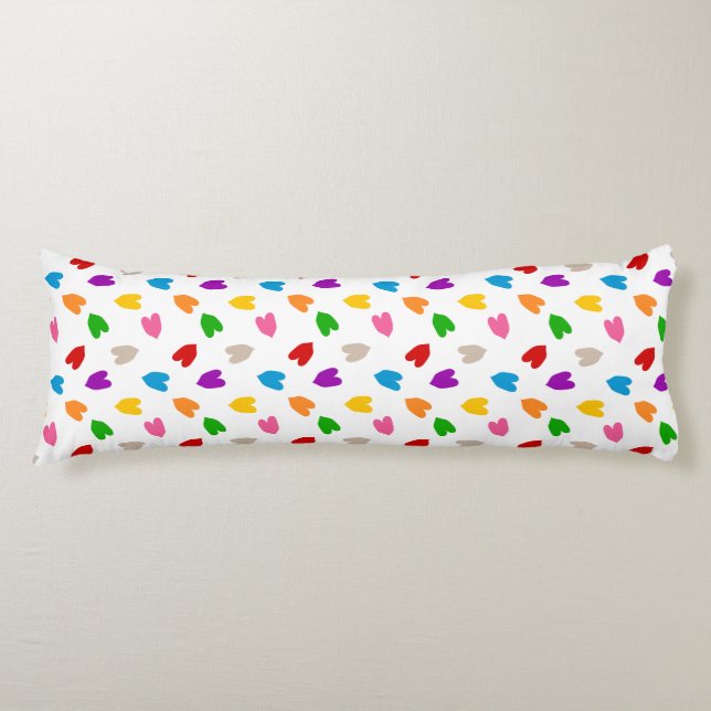 Colourful Love Hearts Pattern Design White  Body Cushion (Front)