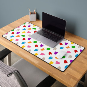 Colourful Love Hearts Pattern Design White Desk Mat