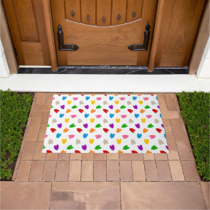 Colourful Love Hearts Pattern Design White Doormat