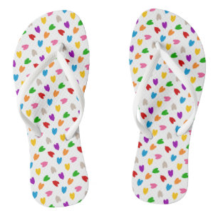 Colourful Love Hearts Pattern Design White Jandals