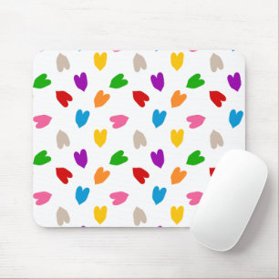 Colourful Love Hearts Pattern Design White Mouse Pad