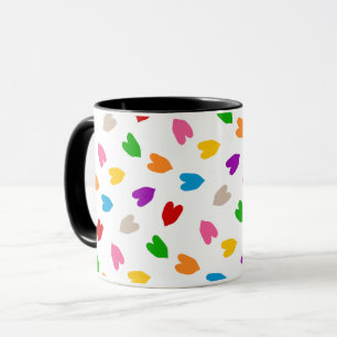 Colourful Love Hearts Pattern Design White Mug