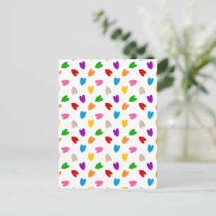 Colourful Love Hearts Pattern Design White Postcard