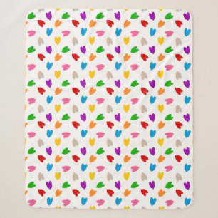 Colourful Love Hearts Pattern Design White  Sherpa Blanket