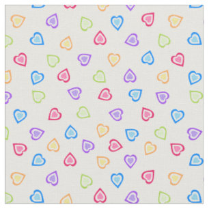 Colourful Love Hearts Pattern Fabric