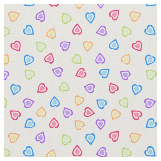 Colourful Love Hearts Pattern Fabric (Close Up)
