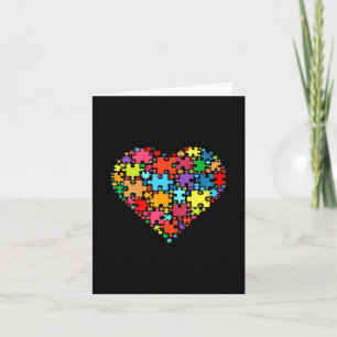 Colourful Love Hearts Shape - Puzzle Autism Awaren Card