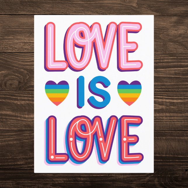 Colourful Love Is Love Pride Postcard (Creator Uploaded)