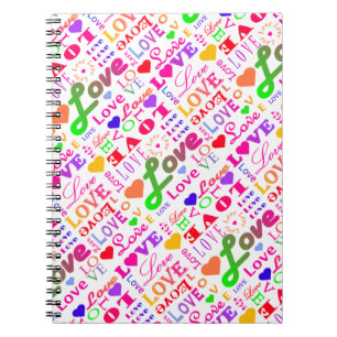 Colourful Love, Love, Love, Love, Love, Love, Love Spiral Notebook