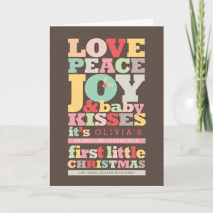 Colourful Love Peace Joy And Baby Kisses Letters Holiday Card