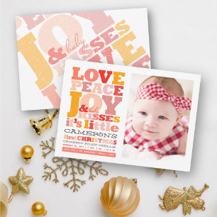 Colourful Love Peace Joy And Baby Kisses Letters Invitation