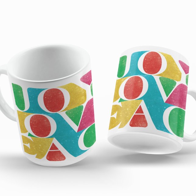 colourful LOVE PEACE JOY photo frame Coffee Mug (Creator Uploaded)