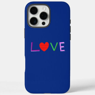 Colourful love typography iPhone 16 pro max case