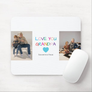 Colourful “Love You Grandpa” Text and Custom Photo Mouse Pad