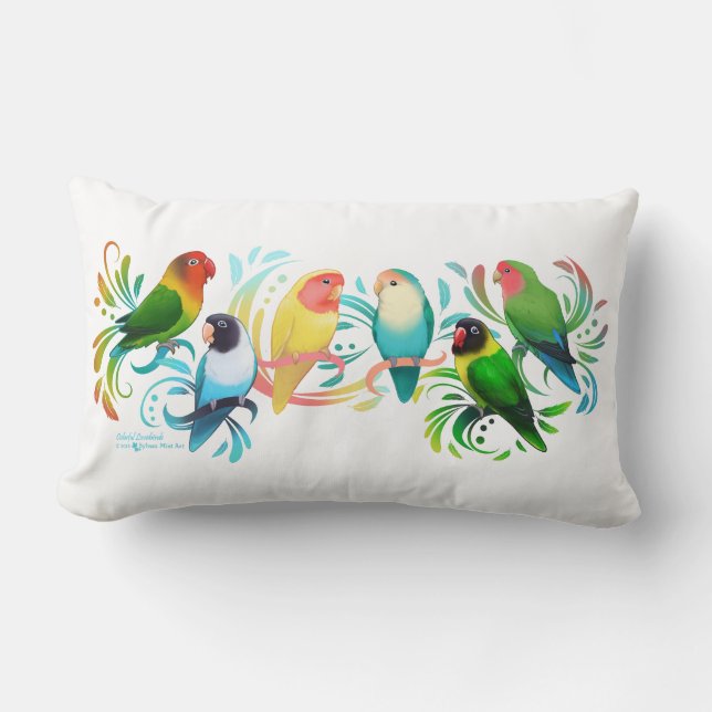 Colourful Lovebirds Group Lumbar Cushion (Front)