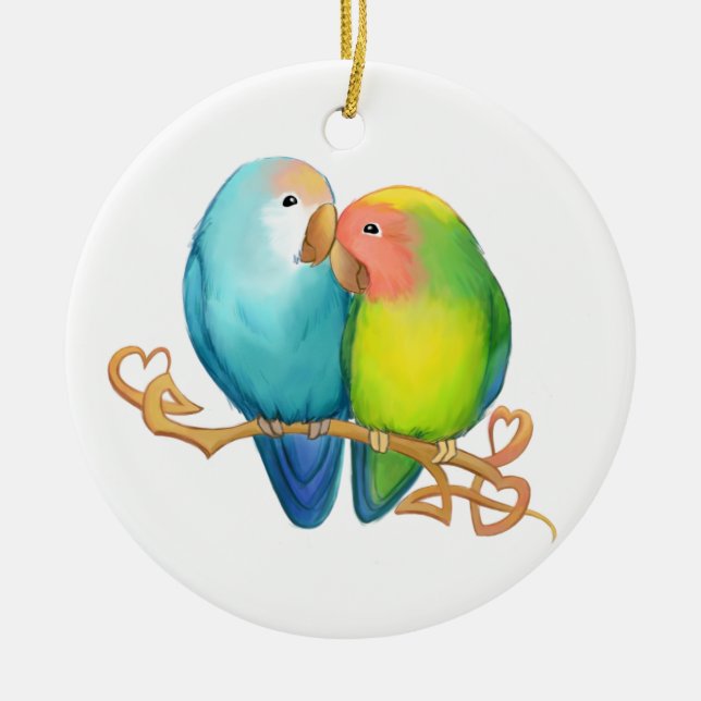 Colourful Lovebirds Ornament (Front)