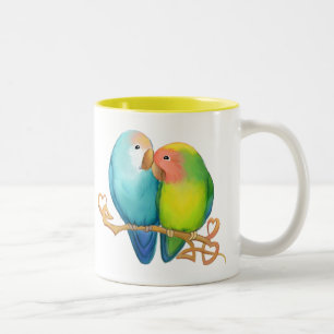 Colourful Lovebirds Two-Tone Coffee Mug