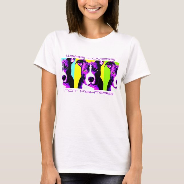 Colourful Lovers Not Fighters Pit Bull Shirt (Front)