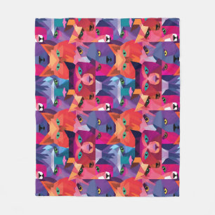 Colourful Low Poly Animals Pattern Fleece Blanket