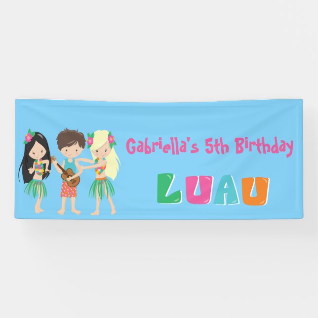 Colourful Luau Kids Party Banner (Horizontal)