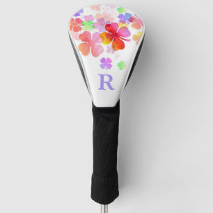Colourful Lucky Four Leaf Clovers Monogrammed Golf Head Cover