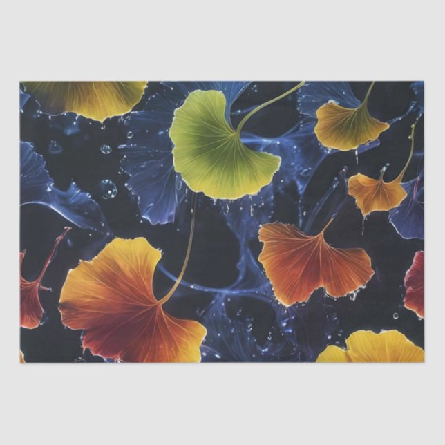 Colourful Luminogram Ginkgo Leaves Decoupage / Tissue Paper (Front)
