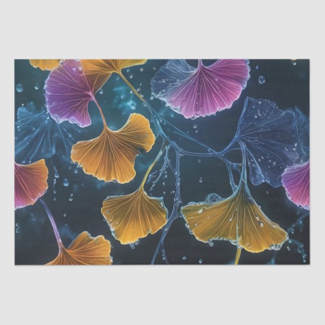 Colourful Luminogram Ginkgo Leaves Decoupage / Tissue Paper (Front)