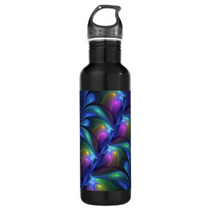 Colourful Luminous Abstract Blue Pink Green Fracta 710 Ml Water Bottle