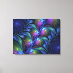 Colourful Luminous Abstract Blue Pink Green Fracta Canvas Print