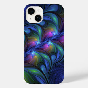 Colourful Luminous Abstract Blue Pink Green Fracta Case-Mate iPhone 14 Case