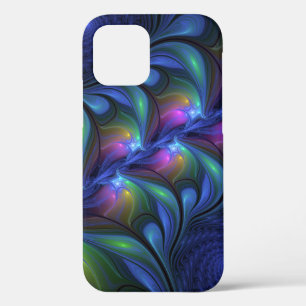 Colourful Luminous Abstract Blue Pink Green Fracta iPhone 12 Pro Case