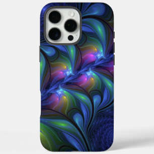 Colourful Luminous Abstract Blue Pink Green Fracta iPhone 16 Pro Max Case