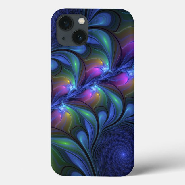 Colourful Luminous Abstract Blue Pink Green Fracta Case-Mate iPhone Case (Back)